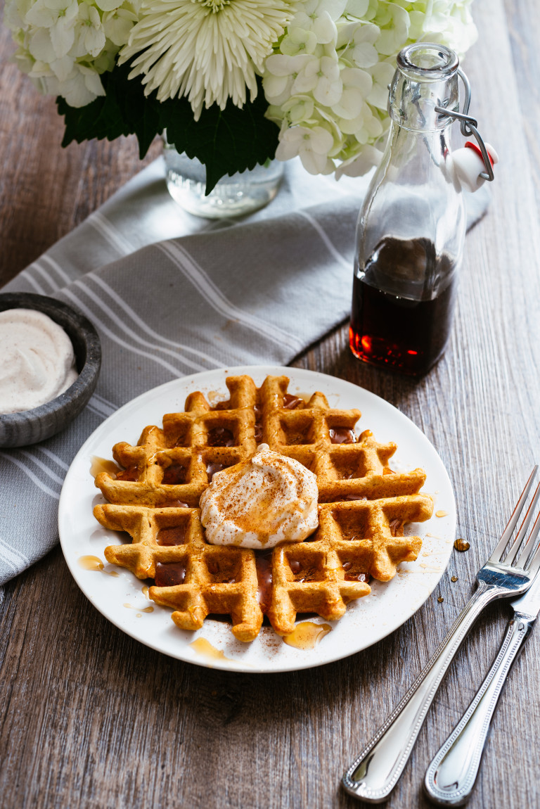 Sweet Potato Waffles with Cinnamon Whipped Cream – Luv Cooks